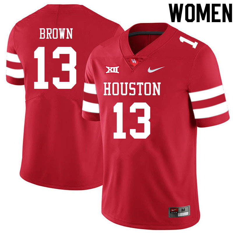 Women #13 Samuel Brown Houston Cougars College Big 12 Conference Football Jerseys Sale-Red - Click Image to Close